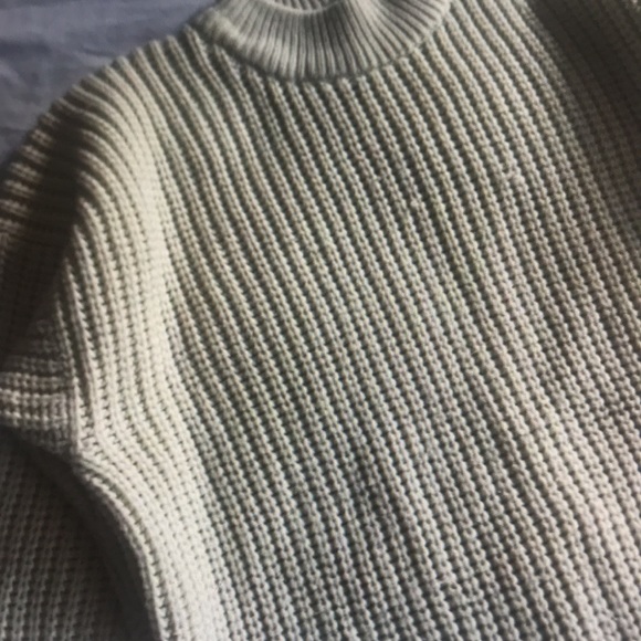 Mock neck sweater vintage 90S chunky ribbed knit cream large - Picture 2 of 7